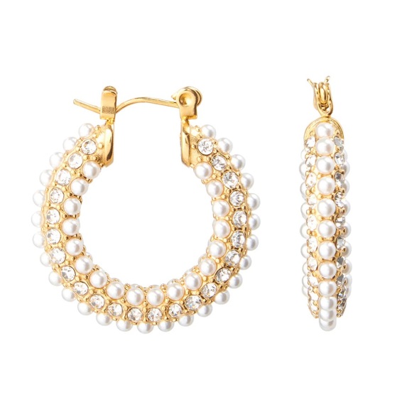 Pearl earrings Bliss earrings hoop earrings - Picture 3 of 3